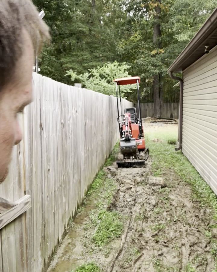 Before: Side yard French drain: before and after